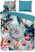 HIP Dekbedovertrek Mandalas et Fleurs - 2 personnes - 200x200/220 cm - Aqua - 100% Coton satin