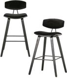 WOOOD Senn Barstoelen - Zwart Fluweel - Set van 2