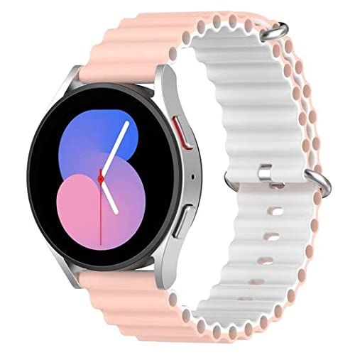 By Qubix Qubix - Geschikt voor Samsung Galaxy Watch 5 Pro - 45mm - Ocean Style bandje - Lichtroze/wit