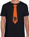 Bellatio Decorations Shoppartners Bv Zwart fan t-shirt voor heren - oranje leeuw stropdas - Holland / Nederland supporter - EK/ WK shirt / outfit XL
