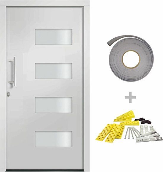 vidaXL Voordeur Aluminium en PVC Wit 110x210 cm