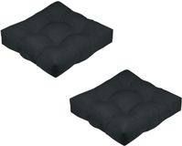Stof Textile Vloerkussen XXL - 2x - zwart - polyester - 60 x 60 x 12 cm - vierkant