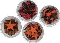 Petra's Bastel News 4-delige blikset Star II bestaande uit 4 verschillende ontwerpen in 4 kleuren hout, 1-2 cm