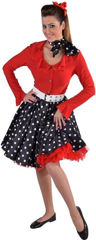 Magic by freddy Rock'n roll rok zwart met witte polkadots maat L/XL (44/48)