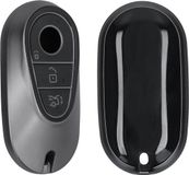 kwmobile autosleutel hoesje geschikt voor Mercedes Benz 3-knops autosleutel smart hoes - TPU autosleutel behuizing - Beschermende auto sleutel case - Sleuteletui in mat zwart / zwart