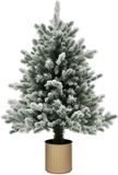 HOMCOM Kunstkerstboom met Sneeuwdecoratie en Dennenappels, 100 cm, Groen
