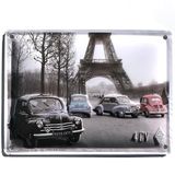Les Collections Rétro Metalen plaat Renault 4 pk (20 x 15 cm) model in reliëf
