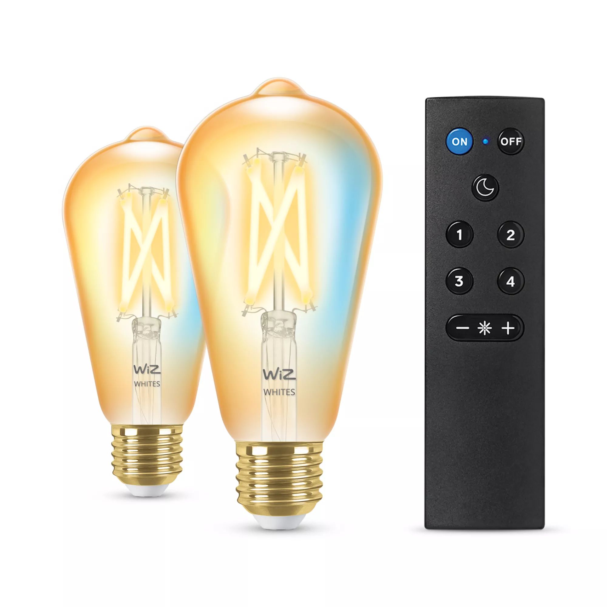 WiZ Smart LED Filament Lamp - E27 - 2-Pack + Remote - Gold