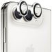 Blueo Film de protection pour caméra arrière avec cadre en métal pour Apple iPhone Duo, verre trempé, argenté