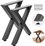 VEVOR Tafelpoten, Set van 2, 760x750 mm, X-Vormige Tafelvoet, Draagvermogen 1000 Kg, Tafelpoten van Koolstofstaal, Meubelvoeten, Tafelonderstel, Tafelpoten voor Bureaus, Salontafels, Eettafels, Zwart