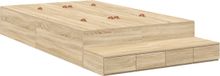 vidaXL - Opbergbedframe - met - lade - Sonoma - Eik - 120 - cm - Bewerkt - hout