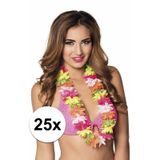 Merkloos Bloemenslinger/Hawaii krans - 25x - gekleurd - 50 cm - plastic