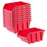 KADAX Workshop stapelkist, stapelbox van PP-kunststof, opbergbox in verschillende maten, opbergdozen voor gereedschapswand, opbergdoos, sorteerdoos (rood, 10 stuks, 115 x 80 mm)