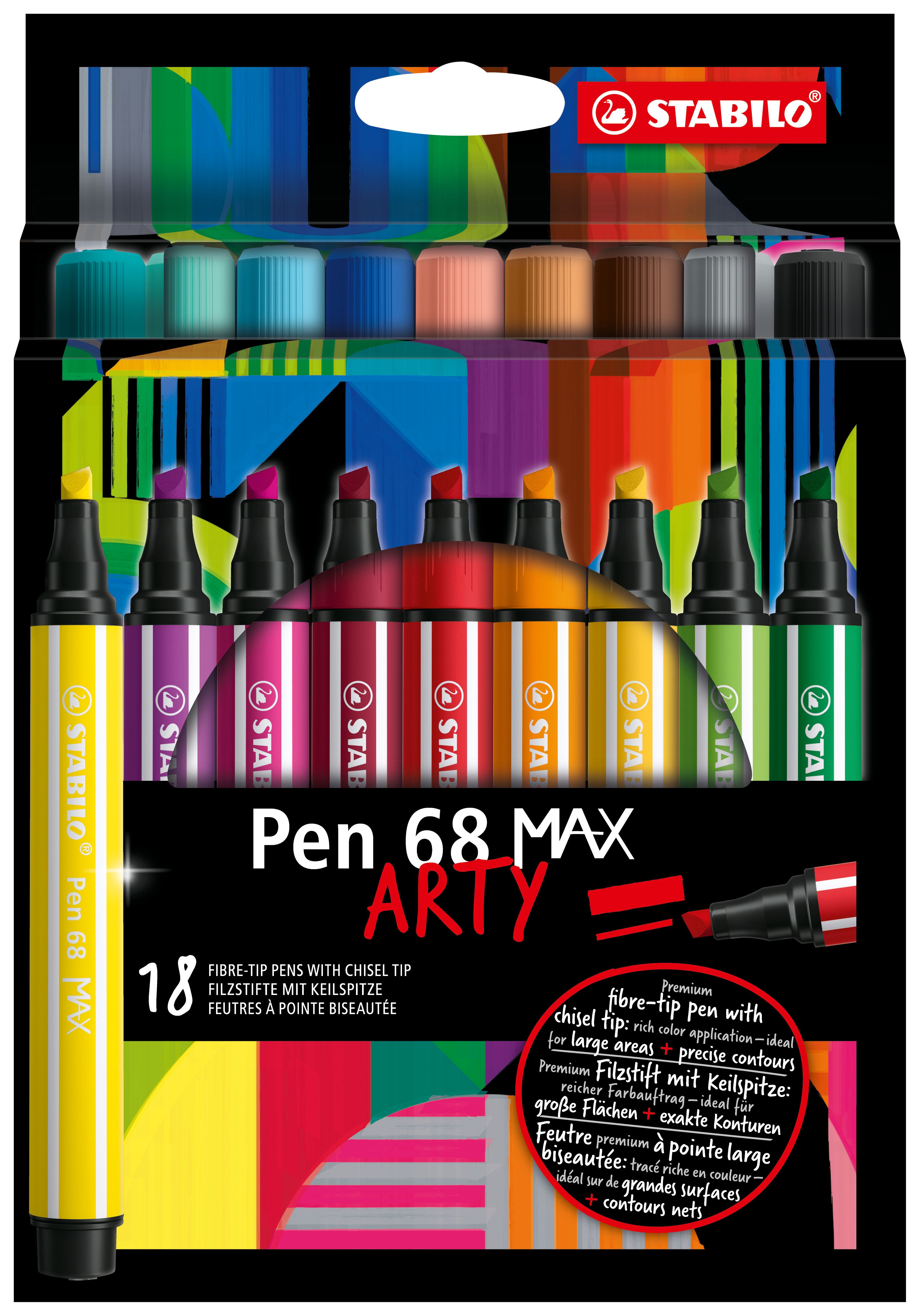 STABILO Pen 68 MAX ARTY - Etui 18 stuks - Assorti