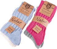 BRUBAKER 4 Paar Alpaca Sokken - Wintersokken Set voor Dames en Heren - Blauw Roze Beige Grijs - Maat 35-38