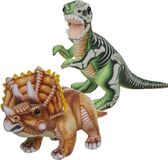 Nature Planet Aps Speelgoed set van 2x pluche dino knuffels T-Rex en Triceratops van ongeveer 30 cm