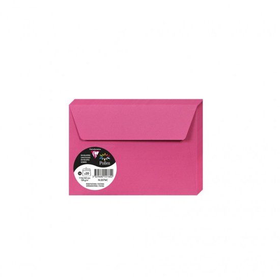 Clairefontaine Pollen Enveloppen C6 114x162mm Fuchsia 20 Stuks