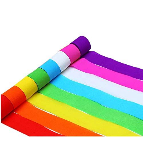 Moguxb Crêpe Papier Party Streamers - 8 Rolls - Rainbow - 4,5 cm x 25 m - Party Decoratie