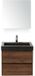 BES LED Dante Badmeubelset 60 cm - Walnoot - Wastafel Hardsteen Wit Lucca met Spiegelkast