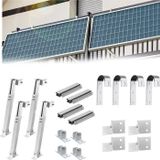 Gliese Icecat Beugel voor balkoninstallatie, bevestiging voor reling, geschikt voor 2 zonnepanelen. Premium montageset, opbouwbeugel voor zonnemodules, ronde uitvoering