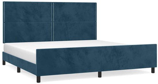 vidaXL Bedframe zonder matras 200x200 cm fluweel donkerblauw