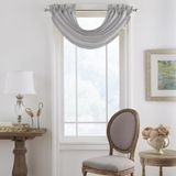 Elrene Home Fashions Versailles Kamer-verduisterende Faux-Silk Waterval Venster Valance, Accessoire voor Slaapkamer of Woonkamer Ramen met Rod Pocket Tabs, 52" x 36", 1 Valance, Grijs