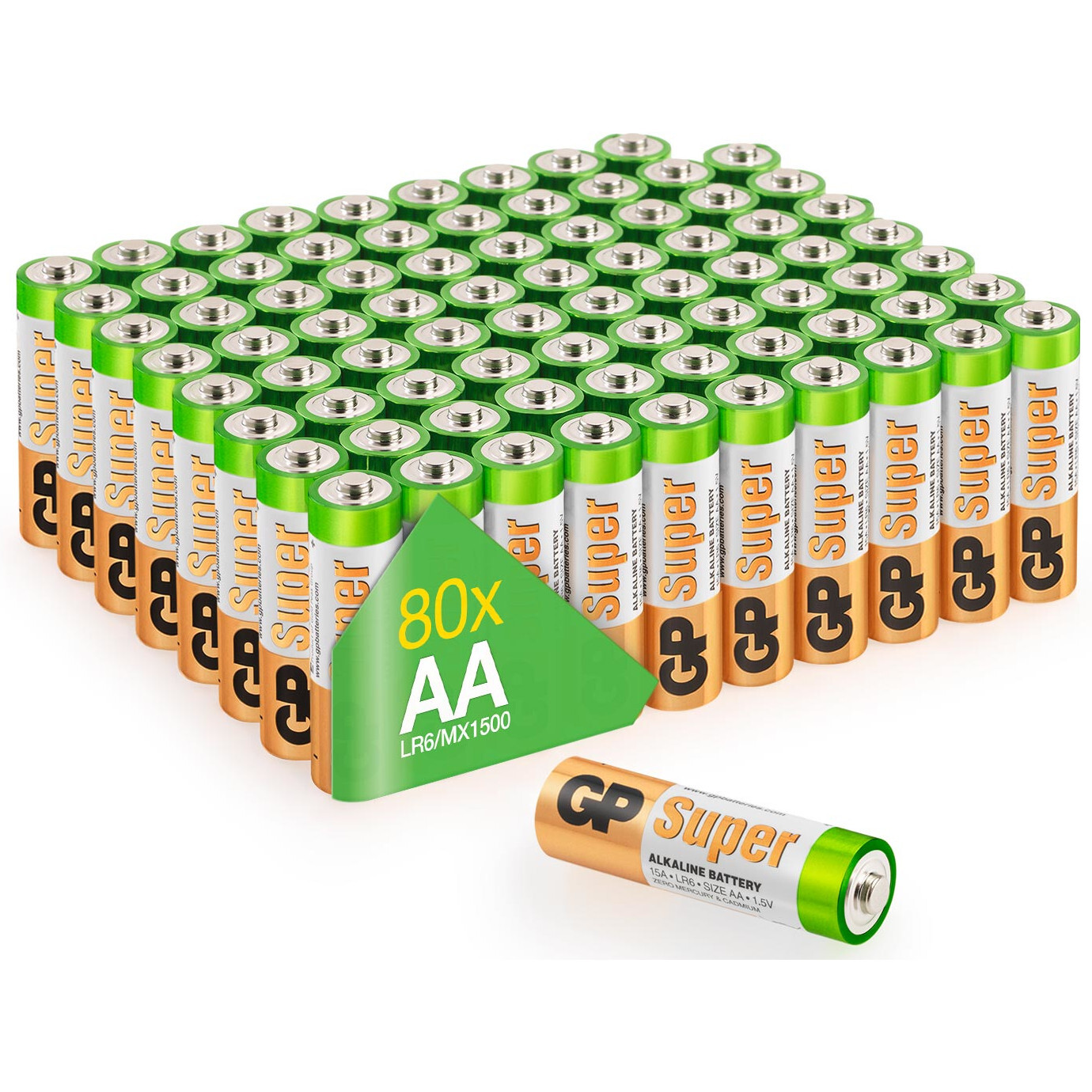 GP Super Alkaline batterijen AA mignon penlite LR06 batterij 1.5V - 80 stuks - AA batterij