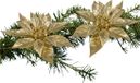 Cosy & Trendy Kerstboomversiering Bloem - 2x - 15 cm - goud - op clip - ornament - kerst - kerstster