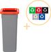 Plafor Fit Bin, Poubelle de tri sélectif - 20L - Gris/Rouge