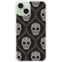 Apple iPhone 15 Floral skull Verstevigd hoesje met sublimatie bedrukking