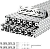 VEVOR 3030 Aluminium Profielen, 12 Stuks, 2 M, Geanodiseerde T-Sleuf Aluminium Profielen Volgens Eu-Norm, Zeer Sterk Geëxtrudeerd Profiel, Aluminium Rail voor 3D-Geprinte Onderdelen, Cnc-Werkbanken en -Montage, Zilverkleurig