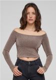 Urban Classics Off shoulder Glitter Longsleeve top Goudkleurig XS