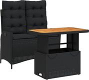 vidaXL - 2-delige - Tuinset - met - kussens - poly - rattan - zwart