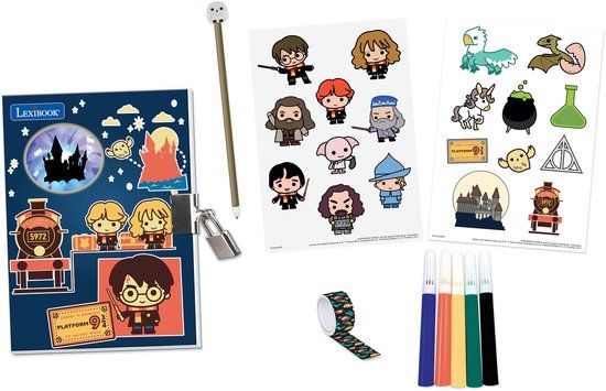 Lexibook Harry Potter Elektronisch Geheim Dagboek met accessoires, lichteffecten, hangslot en sleutel, stickerbladen, SD30HP