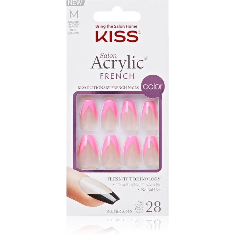 KISS Salon Acrylic French Color - Squared - Nalepovací Nehty 28 Ks
