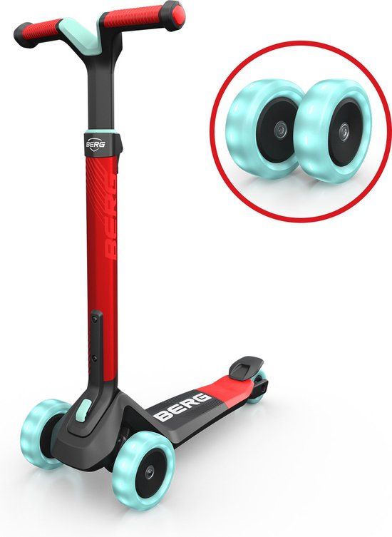 BERG Nexo Kinderstep - Rood - Opvouwbaar - LED wielen - 2-12 jaar