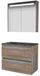 Basic-Line Premium 46 Badkamermeubelset - 80 x 46 cm - Greeploos - 2 Lades - Hardstenen Wastafel - 1 Kraangat - Spiegelkast met LED Verlichting - Scotch Oak
