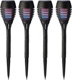 Lumineo Solar Tuinfakkel Set - 4x Zwart - 27 cm - Kleurveranderend