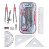 Linex Geometrie Set, Wiskunde Set, Roze, 10 Stuks