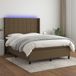 Maison Exclusive - Boxspringbed met matras en LED-verlichting, donkerbruin, 140x200 cm, textiel