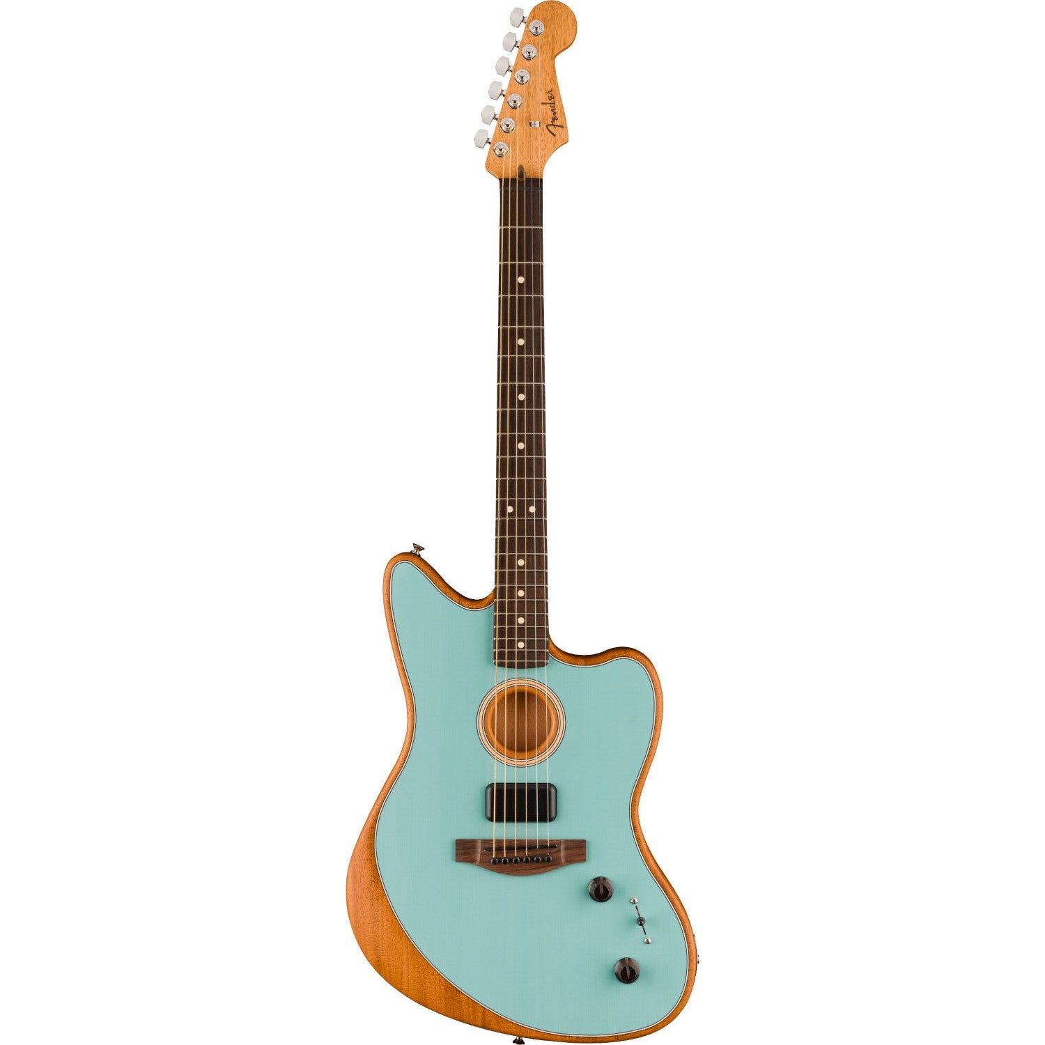 Fender Acoustasonic Player Jazzmaster Ice Blue - Elektrisch-akoestische gitaar met gigbag