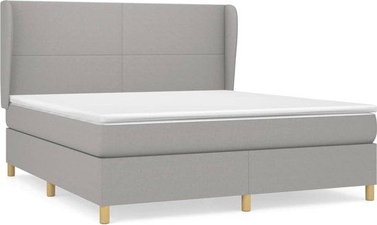 vidaXL Boxspring met matras stof lichtgrijs 160x200 cm