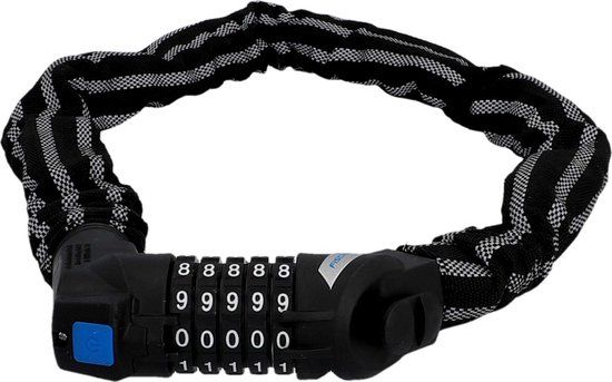 Fischer Fietsslot met reflecterende strepen, kettingslot, 80 cm, cijferslot