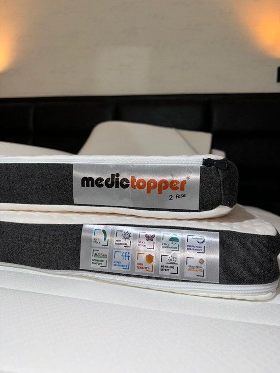 Medic Topper 2face Premium Ultimate 140x210x8 - Orthopedic Mattress Topper - Dual-Sided - Removable Cover