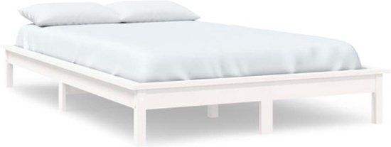 vidaXL Bedframe - massief grenenhout - wit - 140x200 cm