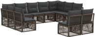 vidaXL Ensemble de banc de jardin 11 pièces gris polyrattan