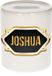 Bellatio Decorations Shoppartners Bv Spaarpot met voornaam Joshua - wit - met goud/zwart embleem - 8 x 9 cm - keramiek - met afsluitdop - cadeau verjaardag