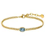 Lucardi - Dames Stainless steel armband met geboortesteen zirkonia voor dames - Armband - Staal - Goudkleurig - 20 cm