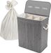Relaxdays Wasmand 3 vakken - 105 l - opvouwbaar - bamboe - grijs
