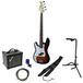 Dimavery PB-302 Sunburst Kit de démarrage pour guitare basse électrique pour gauchers